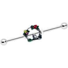 Load image into Gallery viewer, 14G Red Yellow Flower Swing Bird Industrial Barbell 38mm