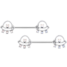 将图片加载到图库查看器,14G 9/16 White Faux Opal UFO Barbell Nipple Ring Set