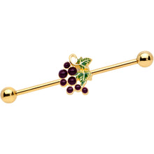 Load image into Gallery viewer, 14G Gold Tone Yummy Grapes Industrial Barbell 38mm