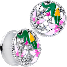 将图片加载到图库查看器,Clear Gem Exotic Garden Flower Double Flare Plug Set