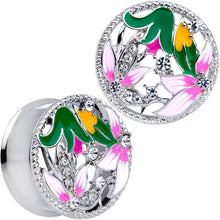 将图片加载到图库查看器,Clear Gem Exotic Garden Flower Double Flare Plug Set