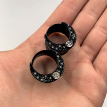 将图片加载到图库查看器,Clear Gem Black Crescent Moon Double Flare Tunnel Plug Set