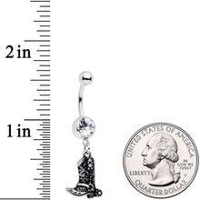 将图片加载到图库查看器,Clear Gem Cowboy Boot Dangle Belly Ring
