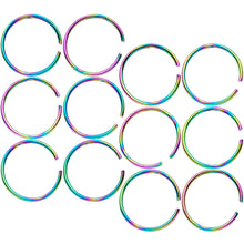 Load image into Gallery viewer, 22G 5/16 Rainbow Anodized Seamless Nose Hoop Set of 12