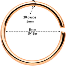 Load image into Gallery viewer, 20G 5/16 Rose Gold Tone Anodized Seamless Circular Ring Set of 12