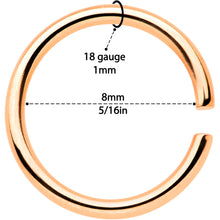 Load image into Gallery viewer, 18G 5/16 Rose Gold Tone Anodized Seamless Circular Ring Set of 12