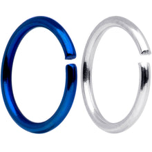 Load image into Gallery viewer, 18G 5/16 Blue Anodized Steel Seamless Nose Hoop Set of 12
