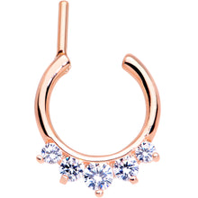 Load image into Gallery viewer, 16G 1/4 Clear Gem Rose Gold IP Luxe Cartilage Clicker