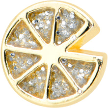 Load image into Gallery viewer, 20G 1/4 Clear Gem Gold Tone Orange Tasty Fruit Nose Bone