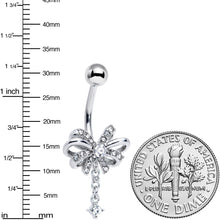将图片加载到图库查看器,Clear Gem Looping Bow Dangle Belly Ring