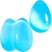 Load image into Gallery viewer, Light Blue Glass Teardrop Plug Set