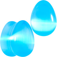 Load image into Gallery viewer, Light Blue Glass Teardrop Plug Set