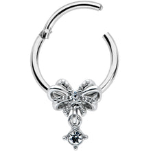 将图片加载到图库查看器,16G 3/8 Clear Gem Looping Bow Hinged Segment Ring