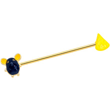 Load image into Gallery viewer, 14G Gold Tone Black Mouse Cheese Industrial Barbell 38mm