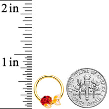 将图片加载到图库查看器,16G 3/8 Red Gem Gold Tone Blowfish Hinged Segment Ring