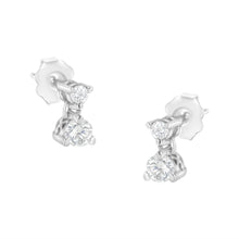 Load image into Gallery viewer, 14KT White Gold 1/2 cttw Double Diamond Dangle Stud Earrings (H-I, I1-I2)