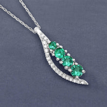 Load image into Gallery viewer, 0.34 Carat Genuine Zambian Emerald and White Diamond 14K White Gold Pendant