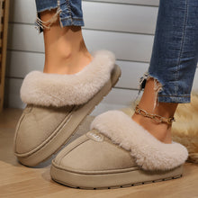 Load image into Gallery viewer, Women Fur Slippers Winter Warm Shoes Suede Plush House Indoor Outdoor Men Couples Cotton Cozy Comfy Faux Fur Slip-On Women House Shoes Memory Foam Suede Fluffy Comfort Plush Anti-Slip Slippers