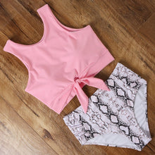 Load image into Gallery viewer, Modern High Waist Bikini Leopard Swimsuit Women Bikini Floral Swimsuit Set Two Piece Swimsuit For Women High Neck Bikini Push Up Swimwear Summer High Waisted Bathing Suit