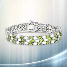 Load image into Gallery viewer, 19.73 Carat Genuine Opal and Peridot .925 Sterling Silver Bracelet
