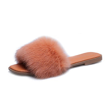 将图片加载到图库查看器,Fashion Fur Flat Women's Slippers Plus Size Spring Summer Fluffy Fur Slippers Shoes Woman Plush Fur Slip On Flip Flop Flat Furry Fur Slides Outdoor Sandals Furry Slides Summer Sandals Open Toe Indoor Outdoor Fluffy Slides