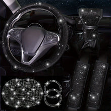 将图片加载到图库查看器,Diamond Set Leather Steering Wheel Cover Rhinestones Steering Wheel Cover With Crystal Breathable Anti-Slip Steering Wheel Protector Diamond Sparkling Car Steering Wheel Protector Vehicle Car Bling Steering Wheel Cover for Women Girls