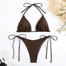 将图片加载到图库查看器,Swimwear Women Bandage Women Triangle Bathing Suits 2 Pieces Bikini Bowknot Swimsuit Bikini Set Swimwear Bikini Sets Bikinis Bathing Suit Push Up Swimsuit Summer Beachwear