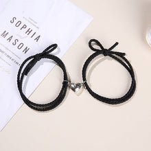 Load image into Gallery viewer, 2PCS Magnetic Bracelet Stainless Steel Love Heart Charm Couple Bracelets For Friend Braid Rope Bracelets Magnet Adjustable Rope Matching Bracelet Love Bracelet Couples 2 Pieces Relationship Magnetic Bracelet