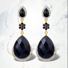 Load image into Gallery viewer, 30.04 Carat Dyed Sapphire, Blue Sapphire and White Topaz .925 Sterling Silver Earrings