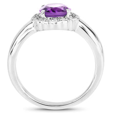 Load image into Gallery viewer, 1.68 Carat Genuine Amethyst and White Topaz .925 Sterling Silver Ring