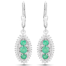 将图片加载到图库查看器,3.52 Carat Genuine Zambian Emerald and White Topaz .925 Sterling Silver 3 Piece Jewelry Set (Ring, Earrings, and Pendant w/ Chain)