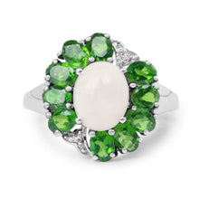 Load image into Gallery viewer, 2.93 Carat Genuine Ethiopian Opal, Chrome Diopside & White Topaz .925 Sterling Silver Ring