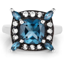 Load image into Gallery viewer, 3.24 Carat Genuine London Blue Topaz and White Topaz .925 Sterling Silver Ring