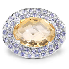 Load image into Gallery viewer, 5.78 Carat Genuine Citrine and Tanzanite .925 Sterling Silver Ring
