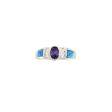 Load image into Gallery viewer, Cubic Zirconia Created Opal Ring Sterling Silver