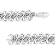 Load image into Gallery viewer, .925 Sterling Silver 1/2 Cttw Diamond Double Row S-Link Bracelet (I-J Color, I2-I3 Clarity) - 7.5" Inches
