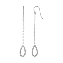 Load image into Gallery viewer, Textured Pear Shaped Long Drop Earrings in 14k White Gold
