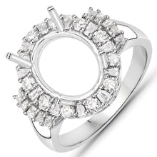 Load image into Gallery viewer, 0.83 Carat Genuine White Diamond 14K White Gold Semi Mount Ring - holds 11x9mm Oval Gemstone