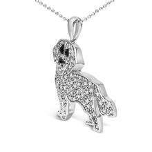 Load image into Gallery viewer, .925 Sterling Silver 1/3 Cttw White and Black Diamond Labrador Retriever Dog Pendant Necklace (I-J Color, I2-I3 Clarity) - 18" Inches