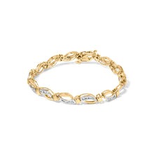 Load image into Gallery viewer, 10K Yellow and White Gold 1/2 Cttw Channel Set Diamond Infinity Link 7" Tennis Bracelet (H-I Color, I1-I2 Clarity)
