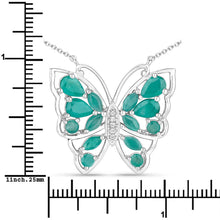Load image into Gallery viewer, 2.60 Carat Genuine Emerald and White Zircon .925 Sterling Silver Necklace