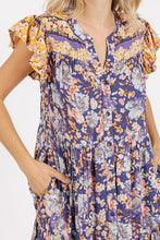 Load image into Gallery viewer, Floral Ruffled Notched Cap Sleeve Maxi Summer Dress For Women – Bohemian Chic Dress with Floral Print and Ruffled Details