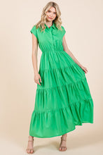 Load image into Gallery viewer, New Button Up Collared Tiered Maxi Shirt Dress For Women โ Fluttering, Elegant, Trendy and Versatile for Any Occasion