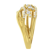 Load image into Gallery viewer, 10K Yellow Gold 1/2 Cttw Round-Cut Multi Row Diamond Split Shank Cocktail Ring (H-I Color, SI2-I1 Clarity) - Size 7