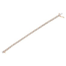 将图片加载到图库查看器,14K Rose Gold Plated .925 Sterling Silver 1/10 Cttw Diamond Round Miracle Plate and "S" Link Tennis Bracelet (I-J Color, I2- I3 Clarity) - 7"