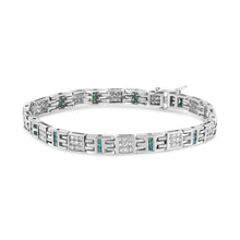 Load image into Gallery viewer, 14K White Gold Princess-Cut white and Blue Diamond 3.00 cttw Fashion Link Bracelet (H-I Color, SI1-SI2 Clarity)