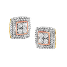 将图片加载到图库查看器,10K Yellow, White, and Rose Gold Plated Sterling Silver Diamond Accent Earrings (I-J Clarity, I3 Color)