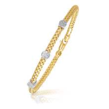 Load image into Gallery viewer, 14k Two-Tone Gold Diamond Accent Station Basket Weave Bracelet