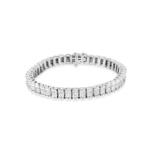 将图片加载到图库查看器,14K White Gold 5.00 Cttw Invisible Set Princess-Cut Diamond Belt and Buckle Tennis 7" Bracelet (H-I Color, SI1-SI2 Clarity)