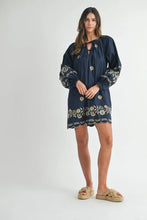 Load image into Gallery viewer, Embroidered Long Sleeve Peasant Mini Dress For Women β Embroidered Mini Dress, Long Sleeve Peasant Dress, Bohemian Dress, Casual Peasant Dress, Timeless Elegance Dress